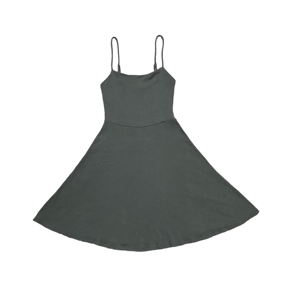 Aqua Ribbed Babydoll Mini Dress